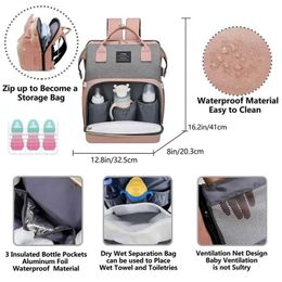 Diaper Bags Mommy Diaper Bag Backpack For Baby Stroller Waterproof Large Capacity Portable Travel Folding Crib Bed Cot Mummy Baby Nappy Bags T240509