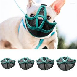 Dog Apparel Flat Face Muzzle Pet Mouth Mesh Durable Harmless Buckle Design Anti-Bite Cover For Outdoor