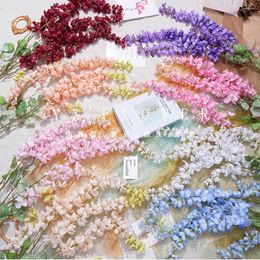 Decorative Flowers 115cm Abler Artificial Wisteria Flower Wedding Home Decoration Ceiling Lobby Wall Hanging Space