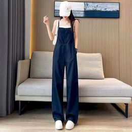 Womens Jumpsuits Rompers Denim Jumpsuits for Women Loose Korean Style Harajuku Straight Overalls One Piece Outfit Women Rompers Casual Vintage Playsuits Y24U2JW