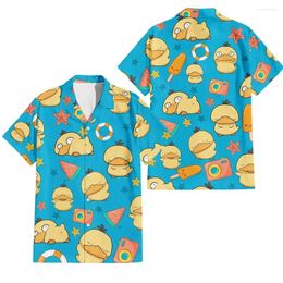 Men's Casual Shirts Fun Animal Cartoon T-shirt Hawaiian 3D Print Summer Loose Beach Oversize Short-sleeved Top Clothes