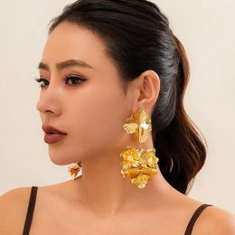 Dangle Earrings Lacteo Unique Flowers Tassel Drop For Women Metal Petal Ear Pendants Jewellery Ladies Party Wedding Gifts