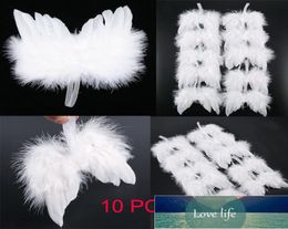10Pcs White Feather Wing Home Party Wedding Ornaments Xmas Decor Lovely Chic Angel Christmas Tree Decoration Hanging Ornament Fact4268664