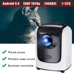 Projectors 4K Projector 240ANSI Home Theater Android 9.0 WIFI6 Intelligent Portable Projector Supports LED Home Video Projector and Speakers J240509