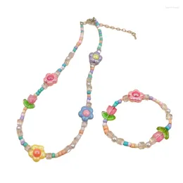 Chains Colourful Beaded Necklace For Women Flower Y2K Trendy-Necklace Jewellery