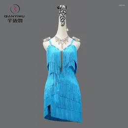 Stage Wear 2024 Latin Dance Dress Competition Costume Women Sex Line Clothes Female Party Girl Skirt Prom Fringed Suit Samba Practice