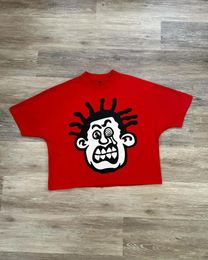 Men's T Shirts Harajuku Big Red Cartoon Graphic Print Oversized Gothic Casual Streetwear Couples Y2k Tops Goth Men Clothes