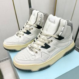 2024 Female Designer New Colour High Top Retro Casual Sneakers Unique Light Grey andOff White Contrast Colours Paired Metal Buckle Accessories Sneakers Size 35-41