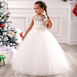 Cheap Flower Girls Dresses Tulle Lace Top Spaghetti Formal Kids Wear For Party Free Shipping Toddler Gowns 182n