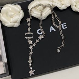 Boutique 925 Silver Plated Necklace Brand Designer High Quality Diamond Jewellery Star Shaped Pendant Necklace Charming Women High Quality Necklace Box