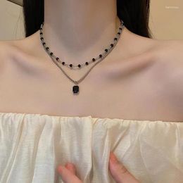 Pendant Necklaces Double Layer Beads Necklace Women Choker Gift For Friend Black Colour Geometric Wholesale Collar Jewellery