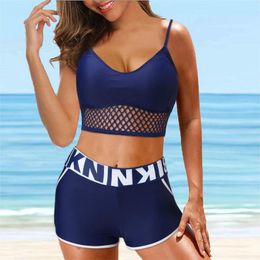 Women's Swimwear Female Bathing Suit Beach Wear Tankini Bikini Set Print Suspender Swimming Ladies Summer Split Swimsuit