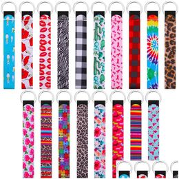 Party Favour Neoprene Wristlet Keychains Lanyard Serape Print With Strap Band Split Ring Key Chain Holder Hand Wrist Keychain For Drop Dhb9O