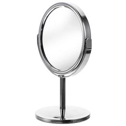 Compact Mirrors Desktop makeup mirror double-sided rotating circular classic 4-inch silver desktop for personal travel Q240509