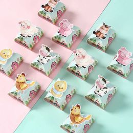 3Pcs Gift Wrap 12pcs Farm Theme Paper Candy Cake Cookie Gift Box Cartoon Animal Packaging Bag Birthday Wedding Decor Party Supplies Baby Shower
