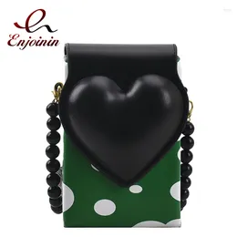 Evening Bags Fashion Heart Shaped Design Beaded Chain Purses And Handbags For Women Polka Dot Crossbody Bag Female Clutch Cute Shoulder