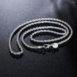 Chains Silver Colour Beautifully 3MM Twisted Rope Chain 16/18/20/22/24/26/30 Inch Necklace For Women Fashion Jewellery Party Gift