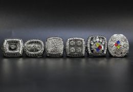 6pcsset 1974 1975 1978 1979 2005 2008 Pittsburgh Football World Championship Ring Whole Silver9008931