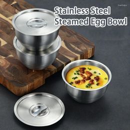 Bowls Stainless Steel Steamed Egg Bowl Anti-scalding Child Small Fruit Salad Rice With Lid Kitchen Tableware Supplies