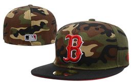One Piece Classic Red Sox Fitted Hats Camo Top With Black Brim Team Logo Baseball Closed Caps For Men and Women7834697