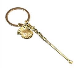 Brass copper Colour Metal Earpick Dab Dabber Smoking Accessories Tools 7 Types Ear Pick Spoon Keychain Key Ring Shovel Wax Scoop Ho2306186