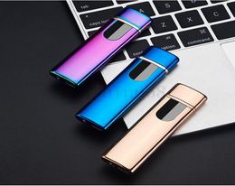 Wholesale Windproof Lighter Flameless Touch Screen Switch Portable Colourful USB Rechargeable Lighters DBC DH06388660446