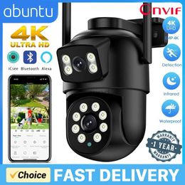 IP Cameras 8MP 4K Wifi Camera PTZ Outdoor Dual Lens Human Body Detection Monitoring Camera Audio Dual Screen CCTV Security Camera ICSEE Application d240510