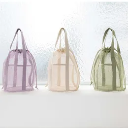 Storage Bags Travel Bag Mesh Hollowed Out Tote Drawstring Pocket Folding Ultralight Beach Toiletry