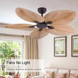 52"Big Wind Led Ceiling Fans Without Light 110V 220V Palm Leaves Lamp Remote Control Hanging For Living Room Bedroom