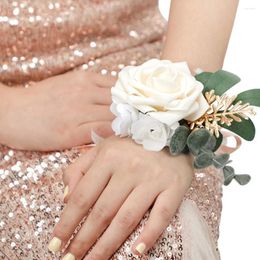 Decorative Flowers 4 Pcs Wrist Flower Wedding Bride Corsage Wristbands Bridesmaid Straps The Bridal