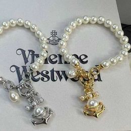 Brand Westwoods New Saturn Pearl Anchor Bracelet with Advanced Design Versatile