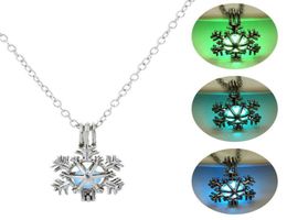 Chains Glowing In The Dark Pearl Pendant Necklace Charm Hollow Snowflake For Women Jewellery Nightmare Before Christmas3772055