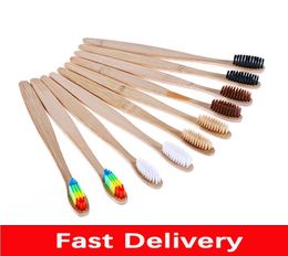 Natural Bamboo Handle Toothbrush Rainbow Colorful White Soft Brush Bamboo Toothbrush Environmental Oral Care For Home el Travel3523118