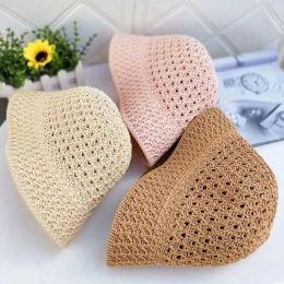 Einfache Mädchen Sonnenhut breiter Krempe Dloppy Sommerhüte für Frauen Strand Panama Stroh Dome Weave Eimer Hut Femme Schatten Hut Frauen Hüte