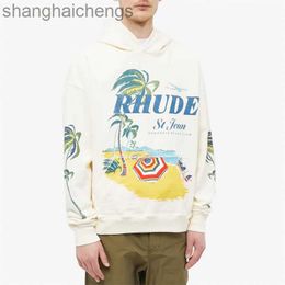 Luxury Counter Top Grade Designer Rhuder Hoodies Rhode Hoodie Beach Club Palm Tree Loose Hoodie Trendy Label with Logo