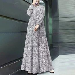 Ethnic Clothing Moroccan Middle Eastern Muslim Islamic Comfortable And Casual Polka Dot Long Sleeve Pullover Loose Waist Dress