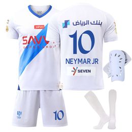 Soccer Sets/Tracksuits Mens Tracksuits 2324 Saudi League Riyadh New Moon jersey away white 10 Neymar football jersey set for adults and children