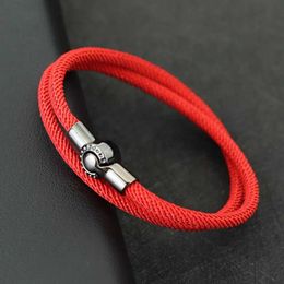 Charm Bracelets 2024 Fashion Men Rope Bracelet Black Magnet Buckle Double Layer Cord Nautical Braslet Pulseras Para Hombre Gift For Him Handmade Y240510