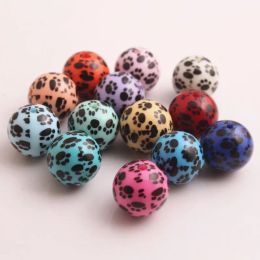 Beads OYKZA Fashion 20mm 100pcs Acrylic Colorful Solid Print Paw Beads for Girls Necklace Jewelry