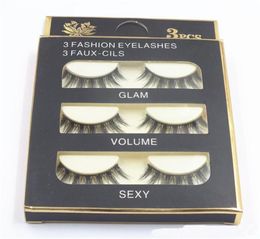 Natural Handmade Black False Eyelashes Fashion Makeup Fake Eyelashes Cross Messy Soft 3D Eye Lashes 3pairsset DHL4212322