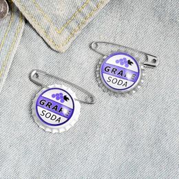 Brooches 2 PCS Creative Personalised Drink Bottle Cap Brooch English Letters Alloy Enamel Pin Shirt Clothing Badge Backpack Accessories