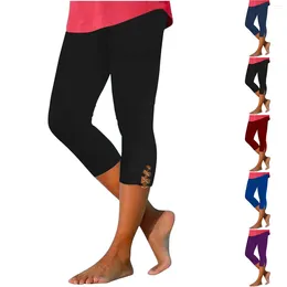 Women's Pants Capri Leggings For Women 2024 High Waisted Cutout Yoga Capris Lightweight Cozy Cropped Solid Soft Maternity Pant