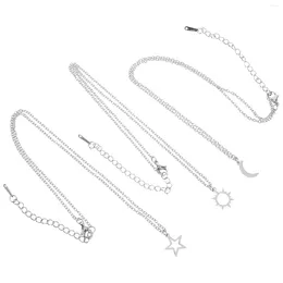 Pendant Necklaces 3 Pcs Pearl Necklace Moon Star Clavicle Chain Cosplay Sun Family Friends Jewellery Man
