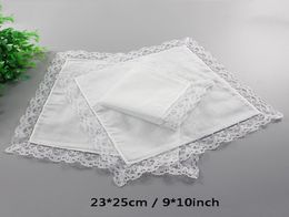 25cm White Lace Thin Handkerchief 100 Cotton Towel Woman Wedding Gift Party Decoration Cloth Napkin DIY Plain Blank Handkerchief 4795575