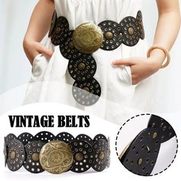 Y2K Round Hollowed-out Belt Hollow Western-style Exaggerated Adjustable Jeans Belt Broadband Accessories Personality Retro B3R0 240510