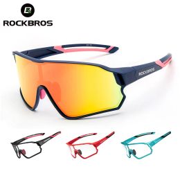 Eyewears ROCKBROS Bicycle Photochromic Sunglasses Polarized Cycling Glasses UV400 Discoloration Bike Eyewear Equipment for Road MTB