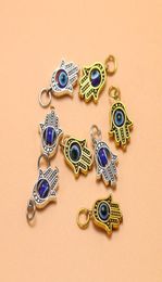 100pcs Antique silver Hamsa Hand of Fatima Beads Turkish Evil Eye Charms Pendants For DIY Jewellery Making Findings9509467