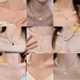 designer Instagram style pearl necklace for women versatile niche high-end beaded collarbone chain new temperament accessory EQOM