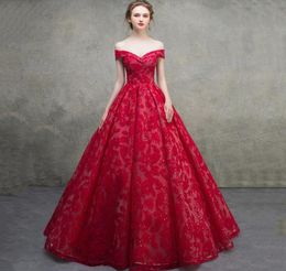 2019 Gorgeous French lace victorian ball gown evening prom dresses off shoulder sleeves v neck lace up corset plus size formal par3630055