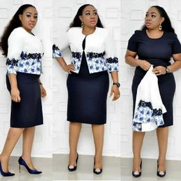 Plus size Dresses Plus Size New Trending African Style Office Ladies Coat And Dress Suit For Women Y240510